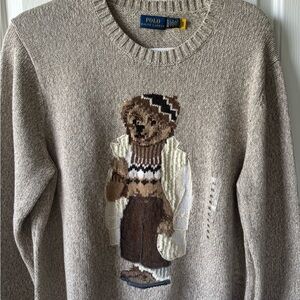 NWT Ralph Lauren Comfy Beige Bear Sweater XL